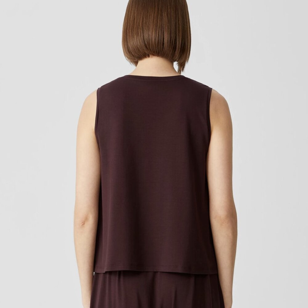 Eileen Fisher Cassis Fine Jersey Crew Neck Tank - Picture 3 of 4